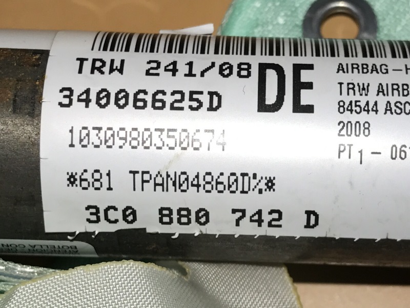 VW PASSAT B6 - 3C - 2005-2010 - airbag stropni P - 3C0880742D