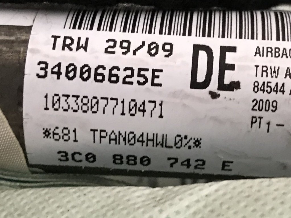VW PASSAT B6 - 3C - 2005-2010 - airbag stropni P - KOMBI - 3C0880742E