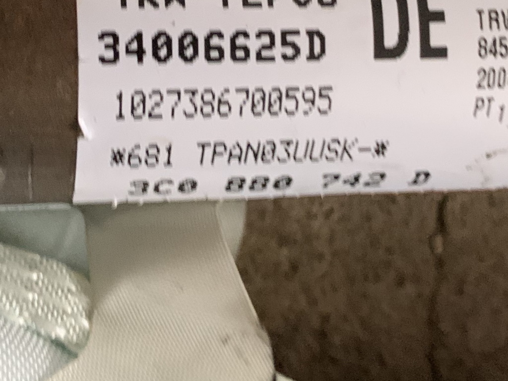 VW PASSAT B6 - 3C - 2005-2010 - airbag stropni P - SEDAN - 3C0880742D