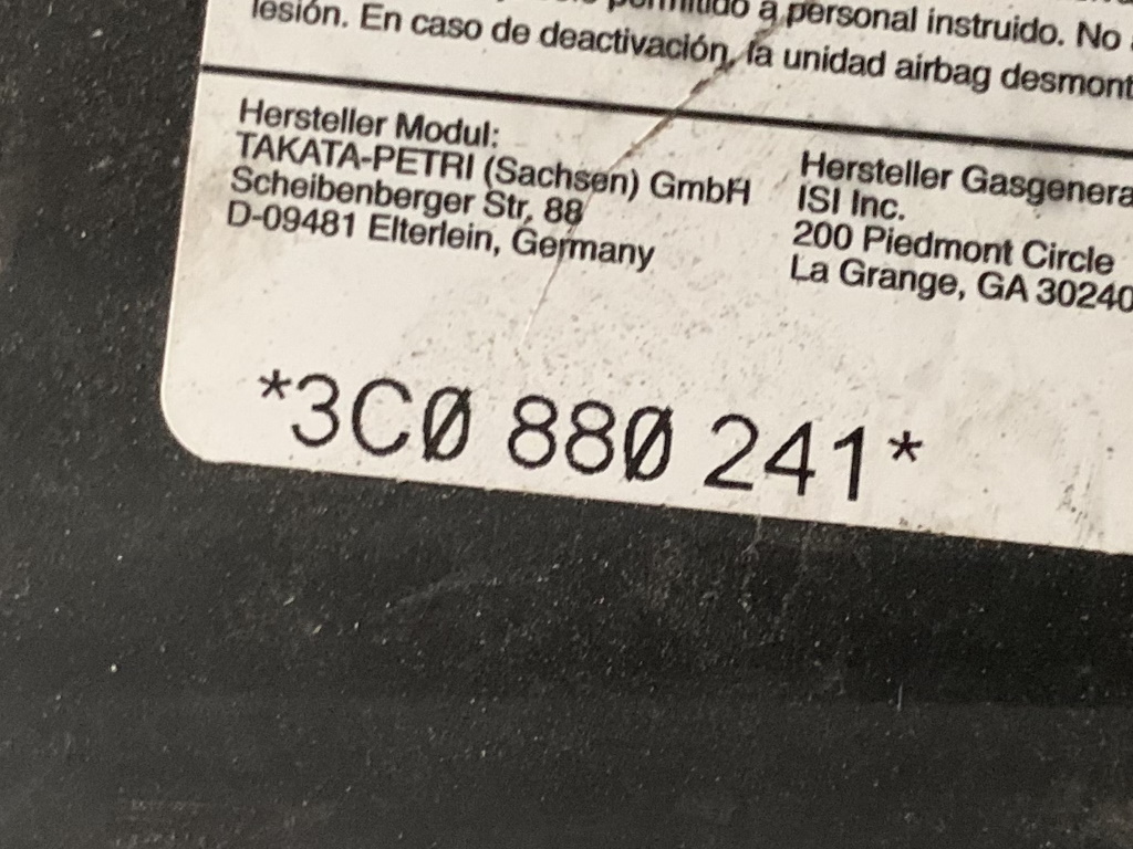 VW PASSAT B6 - 3C - 2005-2010 - airbag sedalo LP - 3C0880241