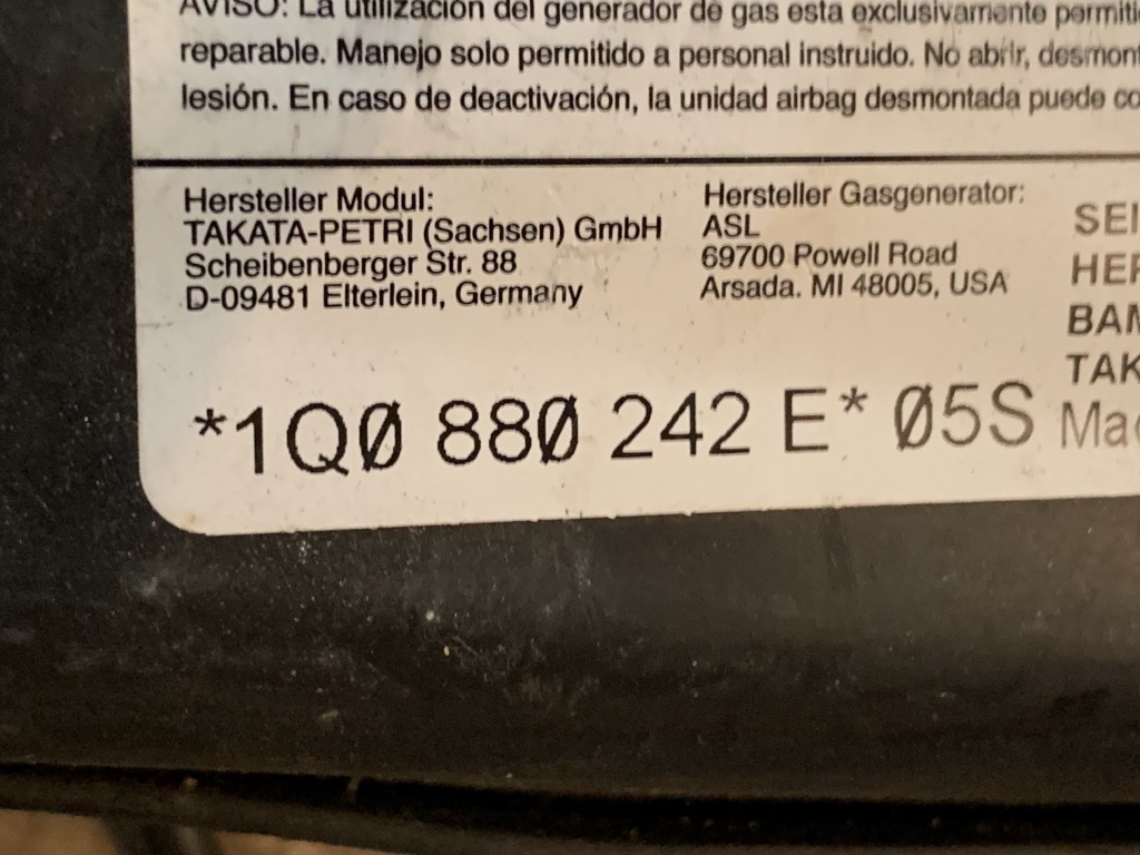 VW EOS 2006-2015 - 1Q - airbag sedalo PP - 1Q0880242E