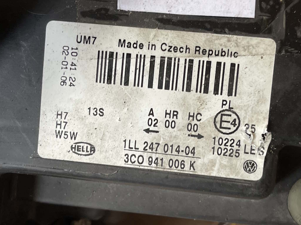 VW PASSAT B6 - 3C - 2005-2010 - světlo PP - 3C0941006K - ANGLIE