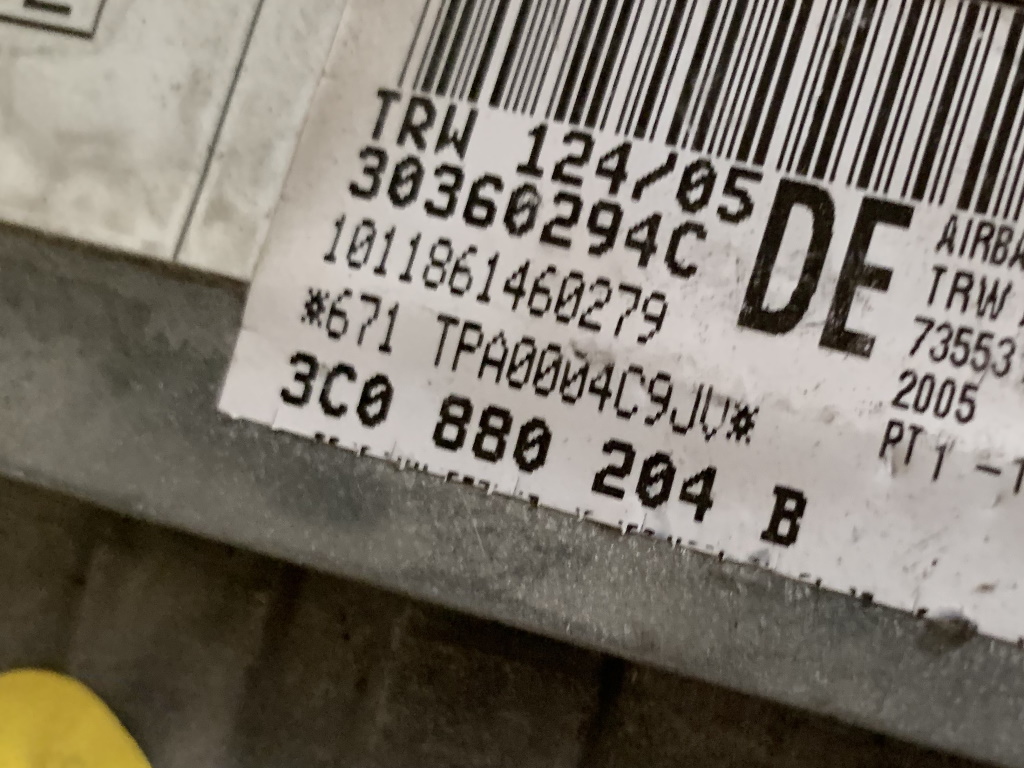 VW PASSAT B6 - 3C - 2005-2010 - airbag spolujezdec - 3C0880204B