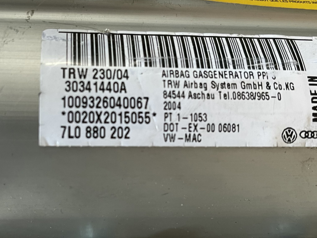 VW TOUAREG - 7L - 2002 - 2010 - airbag volant + spolujezdec + pás PP+LP+PZ+LZ - 7L6880201DA 7L0880202 7L0857705E 7L0857706E 7L0857805A 7L0857806A