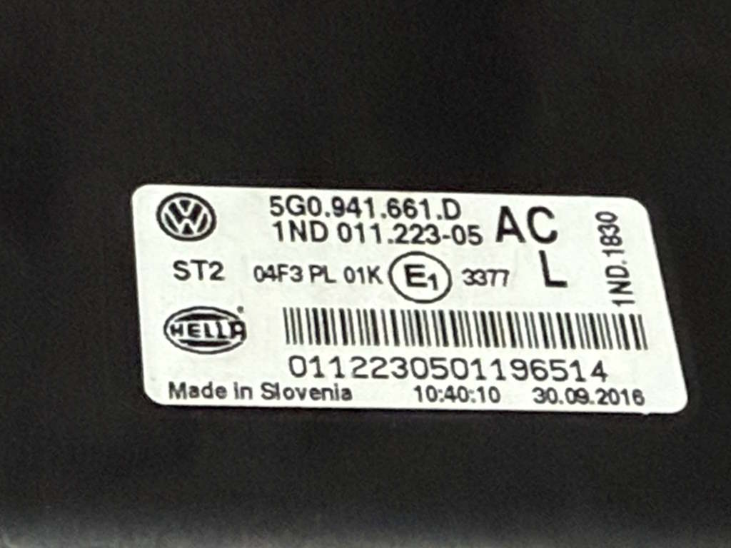 VW GOLF 7 - 5G - 2012-2016 - mlhovka LP - 5G0941661D
