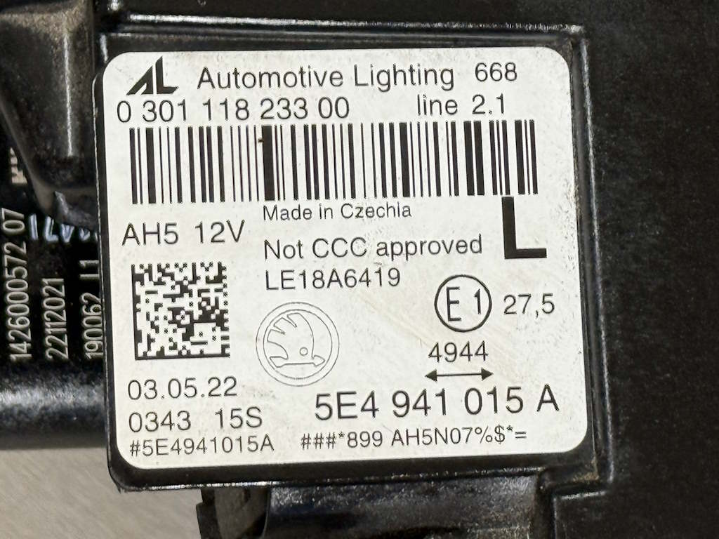 ŠKODA OCTAVIA 4 2019-2023 - 5E3 - LED světlo LP + jednotka - 5E4941015A 992941572CD