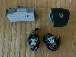 ŠKODA OCTAVIA 2 - 1Z - 2004-2009 - airbag volant + spolujezdec + pás PP+LP - 1Z0880201AM 1K0880204N 1Z0857701B 1Z0857702B